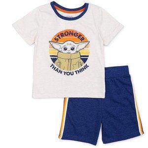 Toddler Star Wars The Mandalorian Baby Yoda T-Shirt & Shorts Outfit Set Size 2T